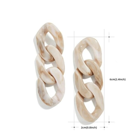 New Dark Green Risen Chain Earrings - Picture 5 of 5